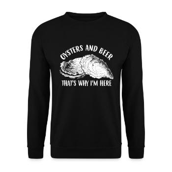 Austern und Biere deshalb bin ich hier lustiger Au - Unisex Pullover - Schwarz - Vorne - Alina (178cm) & Michal (187cm)