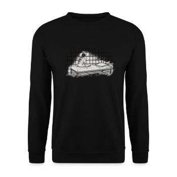 Gepolstertes Zimmermeme, das ich zu dumm wurde - Unisex Pullover - Schwarz - Vorne - Alina (178cm) & Michal (187cm)