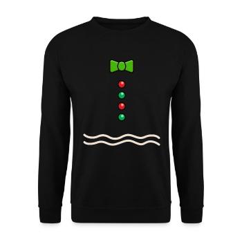 Lebkuchen -Mann Kostüm Weihnachten Lebkuchen - Unisex Pullover - Schwarz - Vorne - Alina (178cm) & Michal (187cm)