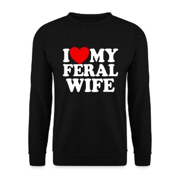 Ich liebe meine wilde Frau lustige sarkastische Ma - Unisex Pullover - Schwarz - Vorne - Alina (178cm) & Michal (187cm)