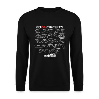Formel Rennen 2024 Schaltkreise Rennwagenformel - Unisex Pullover - Schwarz - Vorne - Alina (178cm) & Michal (187cm)