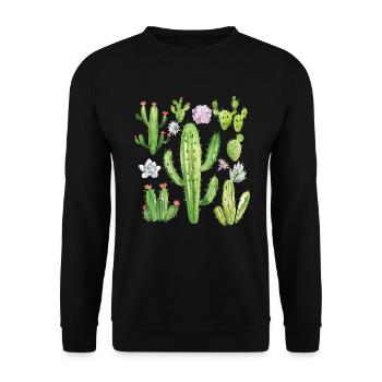 Kaktus und Sukkulenten Liebhaber Kaktus Pflanze Su - Unisex Pullover - Schwarz - Vorne - Alina (178cm) & Michal (187cm)