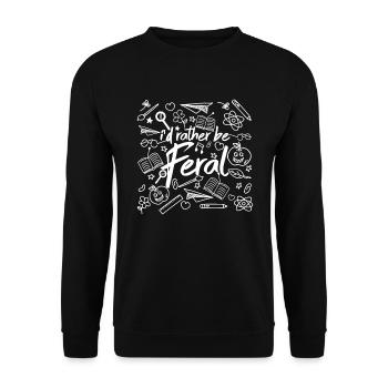 Ich wäre lieber wildes lustiges sarkastisches Wild - Unisex Pullover - Schwarz - Vorne - Alina (178cm) & Michal (187cm)