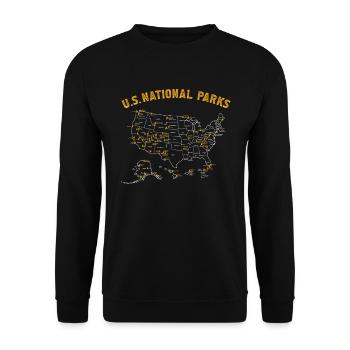 US National Parks USA MAP Wandercamp Kinder Campin - Unisex Pullover - Schwarz - Vorne - Alina (178cm) & Michal (187cm)