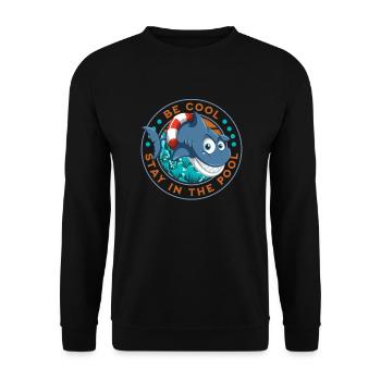 Sei cool, bleib im Pool Schwimmteam zu schwimmenim - Unisex Pullover - Schwarz - Vorne - Alina (178cm) & Michal (187cm)