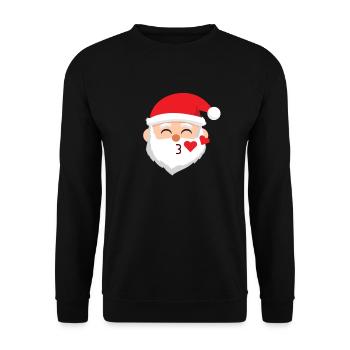 Santa Emoticons blasen Küsse Weihnachten Emoticong - Unisex Pullover - Schwarz - Vorne - Alina (178cm) & Michal (187cm)