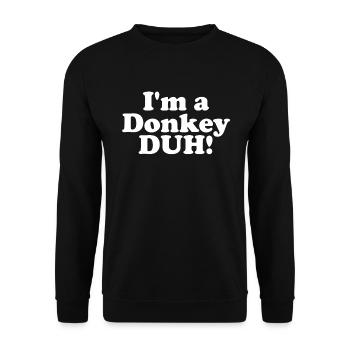 Ich bin ein Esel duh! Faules Halloween -Kostüm Ese - Unisex Pullover - Schwarz - Vorne - Alina (178cm) & Michal (187cm)