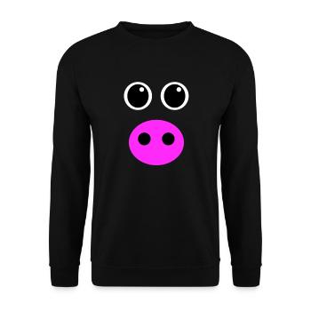 Schweine Gesicht Kostüm Halloween Farm Tier Kostüm - Unisex Pullover - Schwarz - Vorne - Alina (178cm) & Michal (187cm)