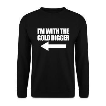 Ich mit dem goldenen Digger lustige passende Paare - Unisex Pullover - Schwarz - Vorne - Alina (178cm) & Michal (187cm)