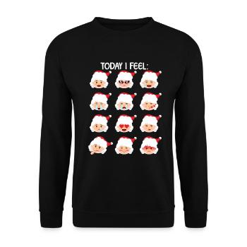 Frau Claus Emoticons heute Ich fühle mich lustig W - Unisex Pullover - Schwarz - Vorne - Alina (178cm) & Michal (187cm)