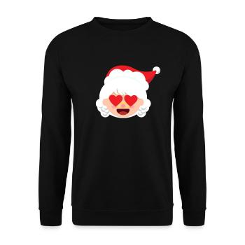 Frau Claus Emoticons Herzaugen in Liebe Weihnachte - Unisex Pullover - Schwarz - Vorne - Alina (178cm) & Michal (187cm)