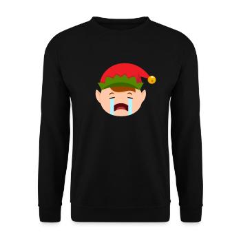Elf Emoticons weinen Elf Funny Christmas ElfWeihna - Unisex Pullover - Schwarz - Vorne - Alina (178cm) & Michal (187cm)