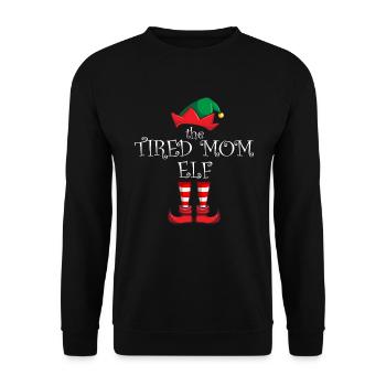 Die müde Mutter Elf Funny Christmas Müde Mom Elfmü - Unisex Pullover - Schwarz - Vorne - Alina (178cm) & Michal (187cm)