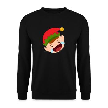 Elf Emoticons rollen auf dem Boden und lachen Weih - Unisex Pullover - Schwarz - Vorne - Alina (178cm) & Michal (187cm)