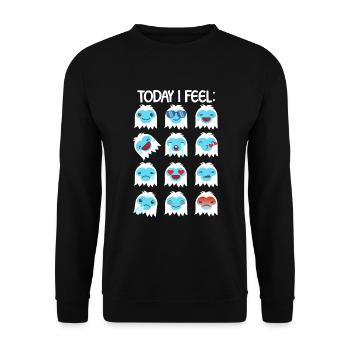 Abscheuliche Schneemann -Emoticons heute fühle ich - Unisex Pullover - Schwarz - Vorne - Alina (178cm) & Michal (187cm)