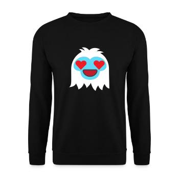 Herzaugen abscheulich Schneemann EmoticonYeti Emot - Unisex Pullover - Schwarz - Vorne - Alina (178cm) & Michal (187cm)