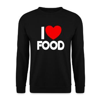 Ich liebe Essen rotes Herz Food Liebhaber Ich lieb - Unisex Pullover - Schwarz - Vorne - Alina (178cm) & Michal (187cm)