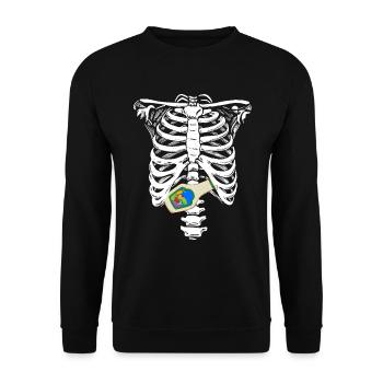 Skeleton Rippcage Ranch Funny Ranch DressingSkele - Unisex Sweatshirt - black - Front - Alina (178cm) & Michal (187cm)