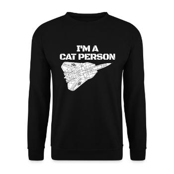 Ich bin Katzenperson F14 Tomcat Fighter Jet Schema - Unisex Pullover - Schwarz - Vorne - Alina (178cm) & Michal (187cm)
