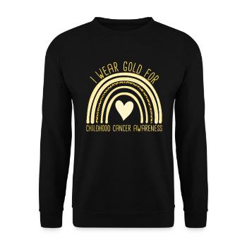 Ich trage Gold für das Bewusstsein von Krebs bei K - Unisex Pullover - Schwarz - Vorne - Alina (178cm) & Michal (187cm)