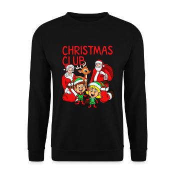 Weihnachtsclub Männer Frauen Kinder Weihnachtsclub - Unisex Pullover - Schwarz - Vorne - Alina (178cm) & Michal (187cm)