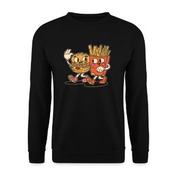 Combo Cheeseburger et Frites Cheese Burger - Sweat-shirt Unisexe - noir - Devant - Alina (178cm) & Michal (187cm)