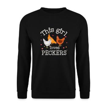 This Girl Loves Peckers Urban Farmer Women - Unisex Sweatshirt - black - Front - Alina (178cm) & Michal (187cm)
