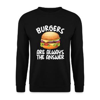 Les hamburgers sont toujours la réponse au cheeseburger Liebhab - Sweat-shirt Unisexe - noir - Devant - Alina (178cm) & Michal (187cm)