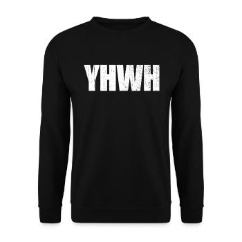 Yahweh Christian Faith Believer Hebrew YHW - Unisex Sweatshirt - black - Front - Alina (178cm) & Michal (187cm)