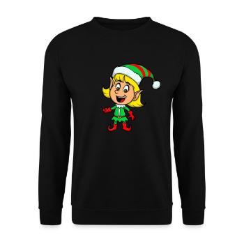 Christmas Elf PJS Kids Girls Cute Christmas Elf - Unisex Sweatshirt - black - Front - Alina (178cm) & Michal (187cm)