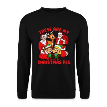 These are my Christmas pJs Christmas - Unisex Sweatshirt - black - Front - Alina (178cm) & Michal (187cm)