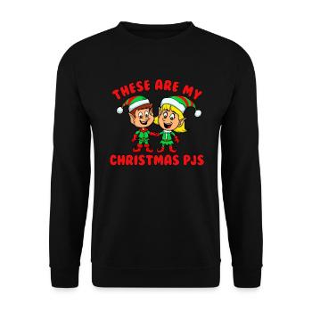 These Are My Christmas PJs Kids Elves Christmas - Unisex Sweatshirt - black - Front - Alina (178cm) & Michal (187cm)