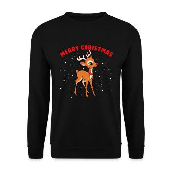Frohe Weihnachten Rentiere Jungen Mädchen Kinder W - Unisex Pullover - Schwarz - Vorne - Alina (178cm) & Michal (187cm)