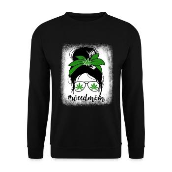 Weed Mama Messy Bun Marihuana Raucher Mutter #weed - Unisex Pullover - Schwarz - Vorne - Alina (178cm) & Michal (187cm)