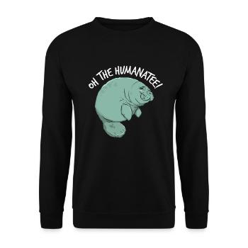 Schwimmende Kartoffel oh der Humanatee -Seekaum - Unisex Pullover - Schwarz - Vorne - Alina (178cm) & Michal (187cm)