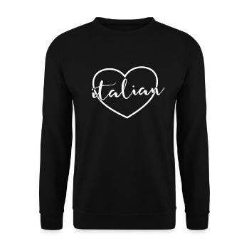 Italienischer Herz Fremdsprache Italienischer Lehr - Unisex Pullover - Schwarz - Vorne - Alina (178cm) & Michal (187cm)