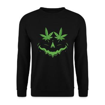 Unkraut Halloween Kürbis Dop Kostüm Marihuana - Unisex Pullover - Schwarz - Vorne - Alina (178cm) & Michal (187cm)