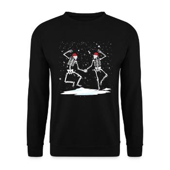 Tanzende Weihnachtsskelette Gothetanz -Skelette - Unisex Pullover - Schwarz - Vorne - Alina (178cm) & Michal (187cm)