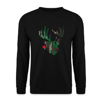Camo Weihnachten Hirschjagd Camouflage Weihnachten - Unisex Pullover - Schwarz - Vorne - Alina (178cm) & Michal (187cm)