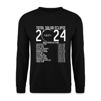 Nordamerika -Tour 2024 Totality Solar Eclipse - Unisex Pullover - Schwarz - Vorne - Alina (178cm) & Michal (187cm)