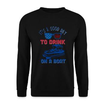 Es ist ein guter Tag, um auf einem Boot 4. Juli zu - Unisex Pullover - Schwarz - Vorne - Alina (178cm) & Michal (187cm)