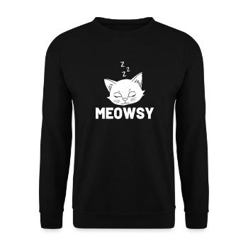 Meowsy schlafende Katzenliebhaber Haustierkatze sc - Unisex Pullover - Schwarz - Vorne - Alina (178cm) & Michal (187cm)