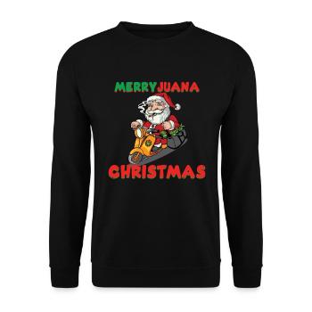 Merryjuana Christmas Dop Stoner Weihnachten - Unisex Pullover - Schwarz - Vorne - Alina (178cm) & Michal (187cm)