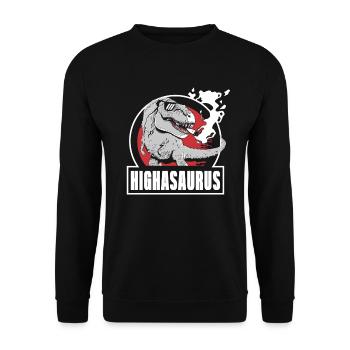 Highasaurus High Dino Marihuana Raucherdinosaurier - Unisex Pullover - Schwarz - Vorne - Alina (178cm) & Michal (187cm)