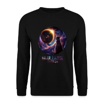 Gesamt Sonnenfinsternis 4.8.24 Pfad der Totality K - Unisex Pullover - Schwarz - Vorne - Alina (178cm) & Michal (187cm)