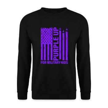 Lila up für Military Kids USA Flagge Kämpfer Jet - Unisex Pullover - Schwarz - Vorne - Alina (178cm) & Michal (187cm)