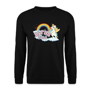 Alpha männlicher Einhorn Regenbogen peinlich Alpha - Unisex Pullover - Schwarz - Vorne - Alina (178cm) & Michal (187cm)