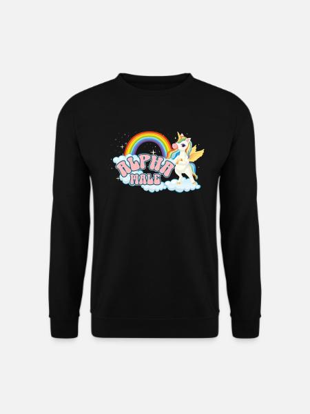 Alpha männlicher Einhorn Regenbogen peinlich Alpha - Unisex Pullover - Schwarz