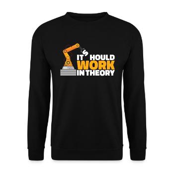 Es sollte theoretisch Roboteringenieur Robotik fun - Unisex Pullover - Schwarz - Vorne - Alina (178cm) & Michal (187cm)
