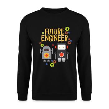 Zukünftiger Ingenieur cooler Roboter -Ingenieur Ro - Unisex Pullover - Schwarz - Vorne - Alina (178cm) & Michal (187cm)